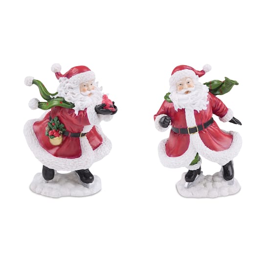 Melrose 8.25" Windy Santa with Cardinal Bird Figurine Set